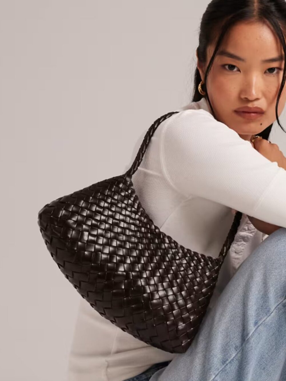 Dragon Diffusion rosanna woven leather shoulder bag in dark brown